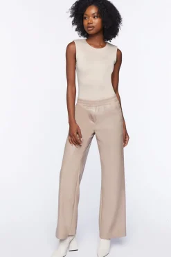 Faux Leather Straight-Leg Pants