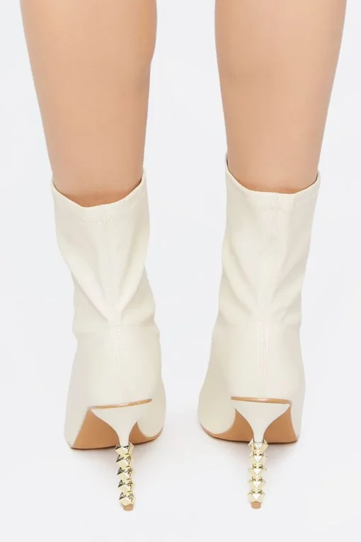 Faux Leather Studded Heel Booties