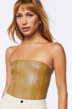 Faux Leather Tube Bodysuit