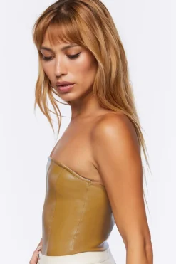 Faux Leather Tube Bodysuit