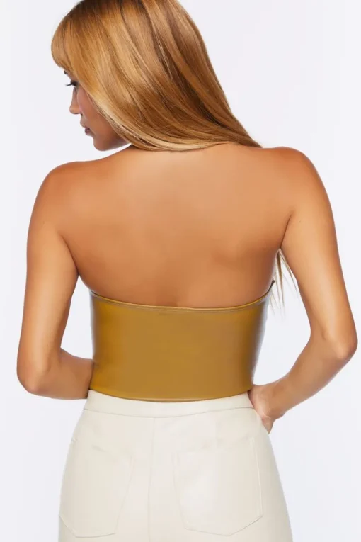 Faux Leather Tube Bodysuit