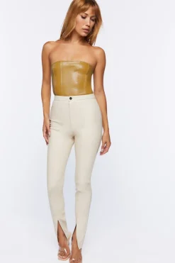 Faux Leather Tube Bodysuit