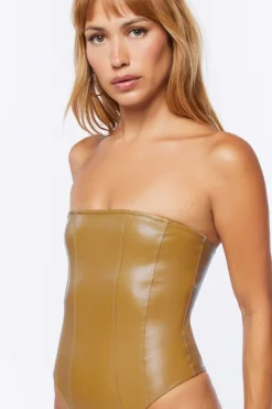 Faux Leather Tube Bodysuit