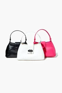 Faux Leather Twist-Lock Crossbody Bag