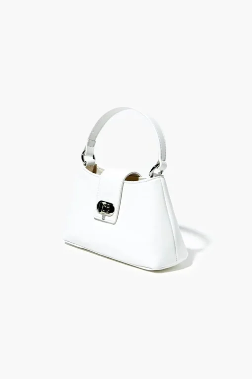 Faux Leather Twist-Lock Crossbody Bag