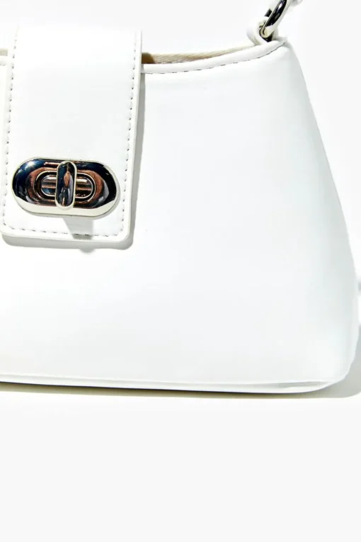Faux Leather Twist-Lock Crossbody Bag