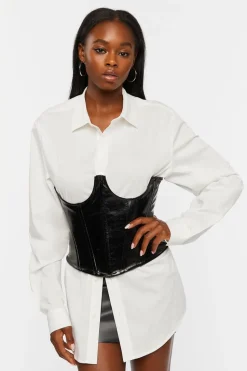 Faux Leather Underbust Corset Top