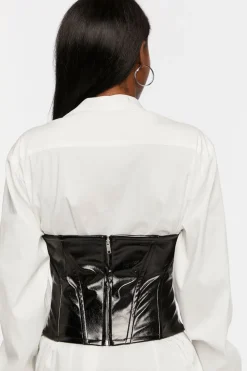 Faux Leather Underbust Corset Top