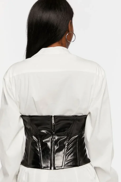 Faux Leather Underbust Corset Top