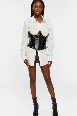 Faux Leather Underbust Corset Top