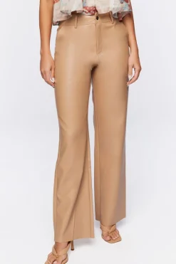 Faux Leather Wide-Leg Pants