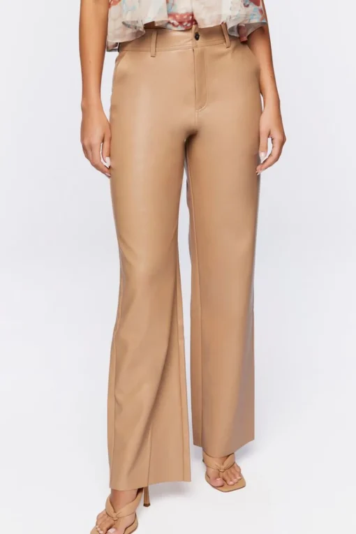 Faux Leather Wide-Leg Pants