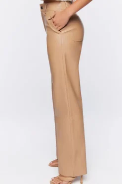 Faux Leather Wide-Leg Pants