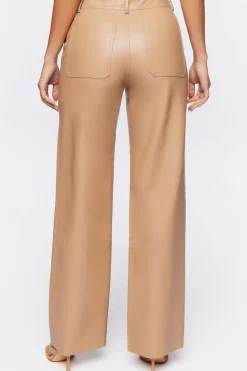 Faux Leather Wide-Leg Pants