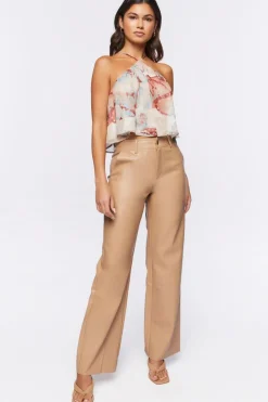 Faux Leather Wide-Leg Pants