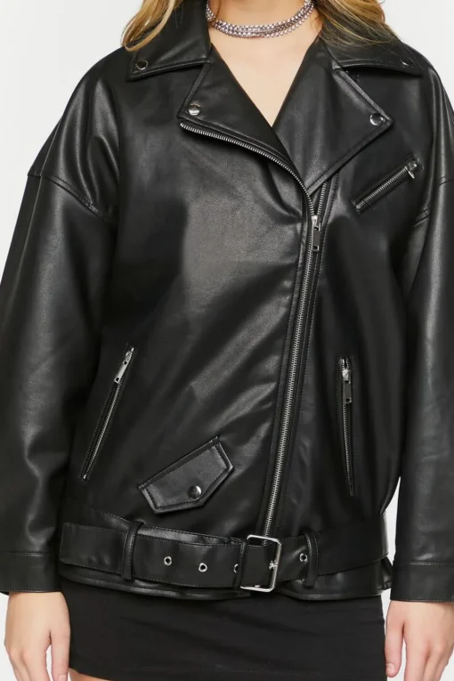 Faux Leather Zipper Moto Jacket