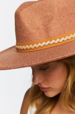 Faux Leather-Trim Fedora