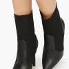 Faux Leather-Trim Sock Booties