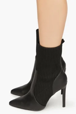 Faux Leather-Trim Sock Booties