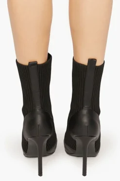 Faux Leather-Trim Sock Booties