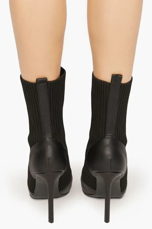 Faux Leather-Trim Sock Booties