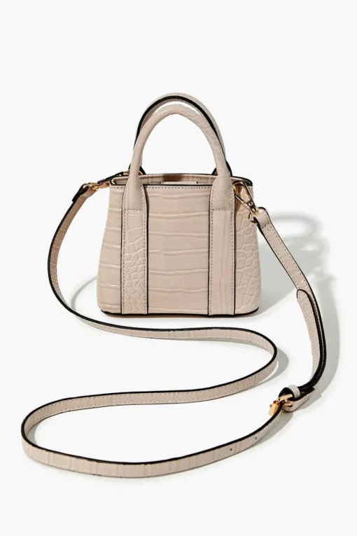 Faux Patent Croc Leather Handbag