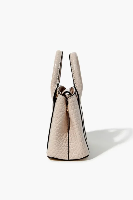 Faux Patent Croc Leather Handbag