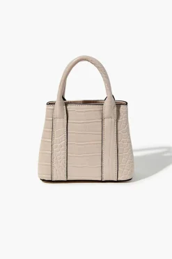 Faux Patent Croc Leather Handbag