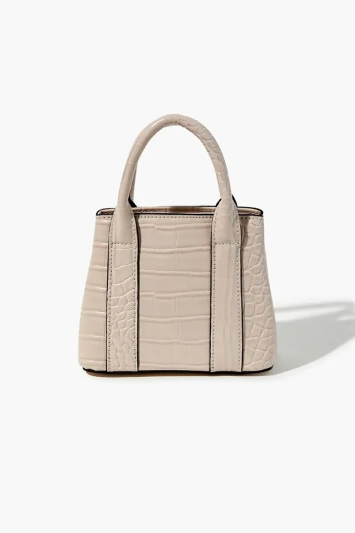 Faux Patent Croc Leather Handbag