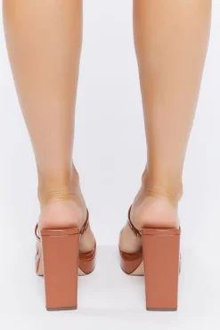 Faux Patent Leather Block Heels