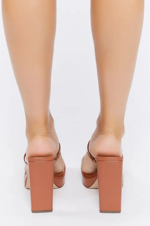 Faux Patent Leather Block Heels