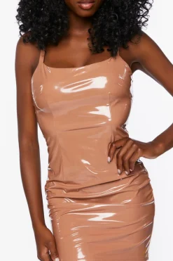 Faux Patent Leather Bodycon Dress
