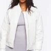 Faux Patent Leather Bomber Jacket