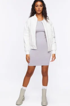 Faux Patent Leather Bomber Jacket