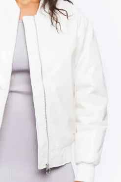 Faux Patent Leather Bomber Jacket