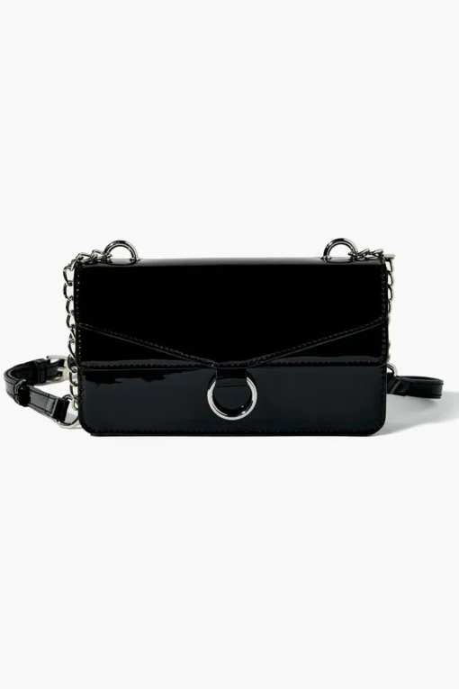 Faux Patent Leather Crossbody Bag