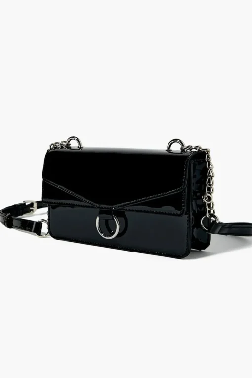 Faux Patent Leather Crossbody Bag