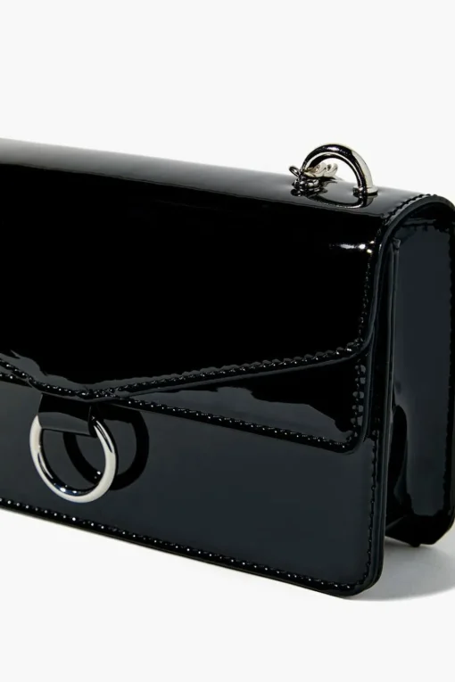 Faux Patent Leather Crossbody Bag