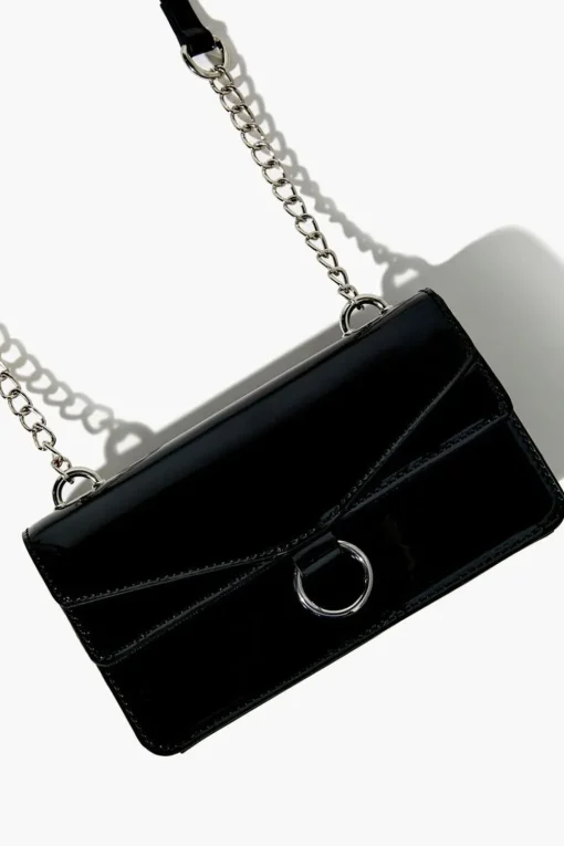 Faux Patent Leather Crossbody Bag