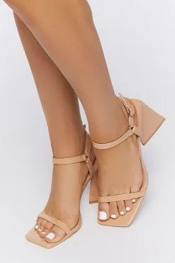 Faux Patent Leather Flare Heels