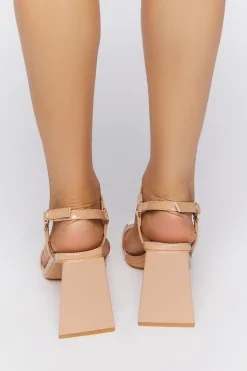 Faux Patent Leather Flare Heels