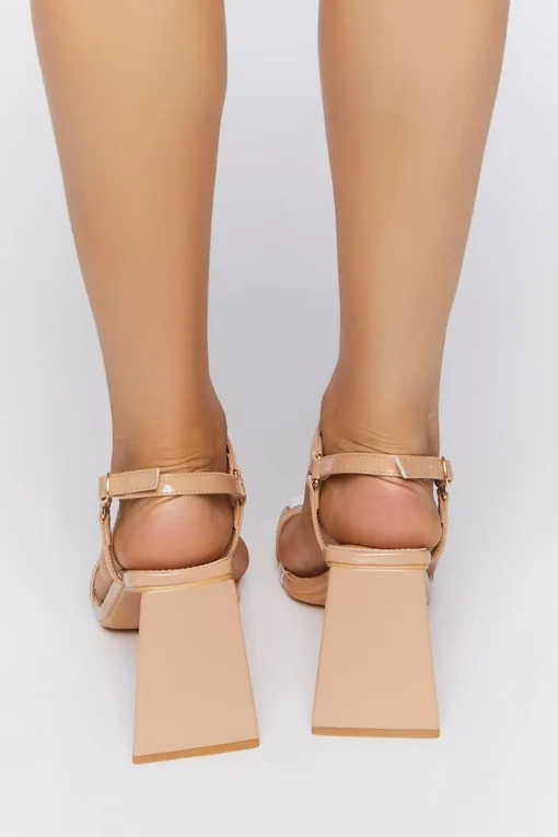 Faux Patent Leather Flare Heels