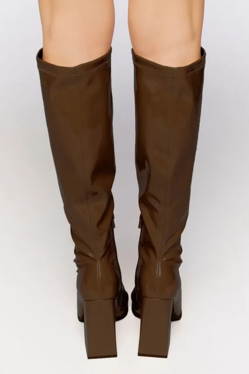 Faux Patent Leather Knee-High Boots
