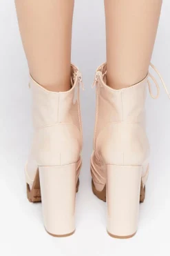 Faux Patent Leather Lace-Up Booties