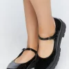 Faux Patent Leather Mary Jane Flatforms