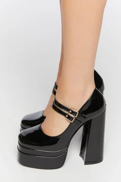 Faux Patent Leather Mary Jane Heels
