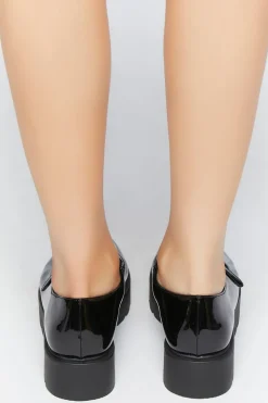 Faux Patent Leather Mary Jane Flatforms