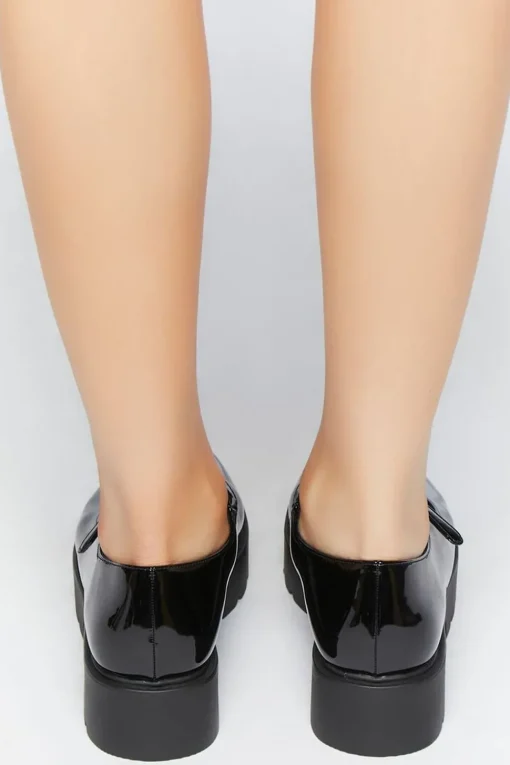 Faux Patent Leather Mary Jane Flatforms