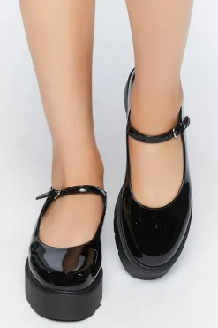 Faux Patent Leather Mary Jane Flatforms