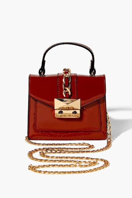 Faux Patent Leather Mini Crossbody Bag